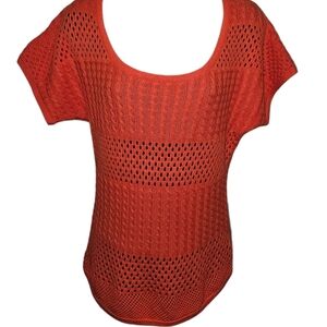 NWT 2B Bebe Open Stitch Knit Short Sleeve Top